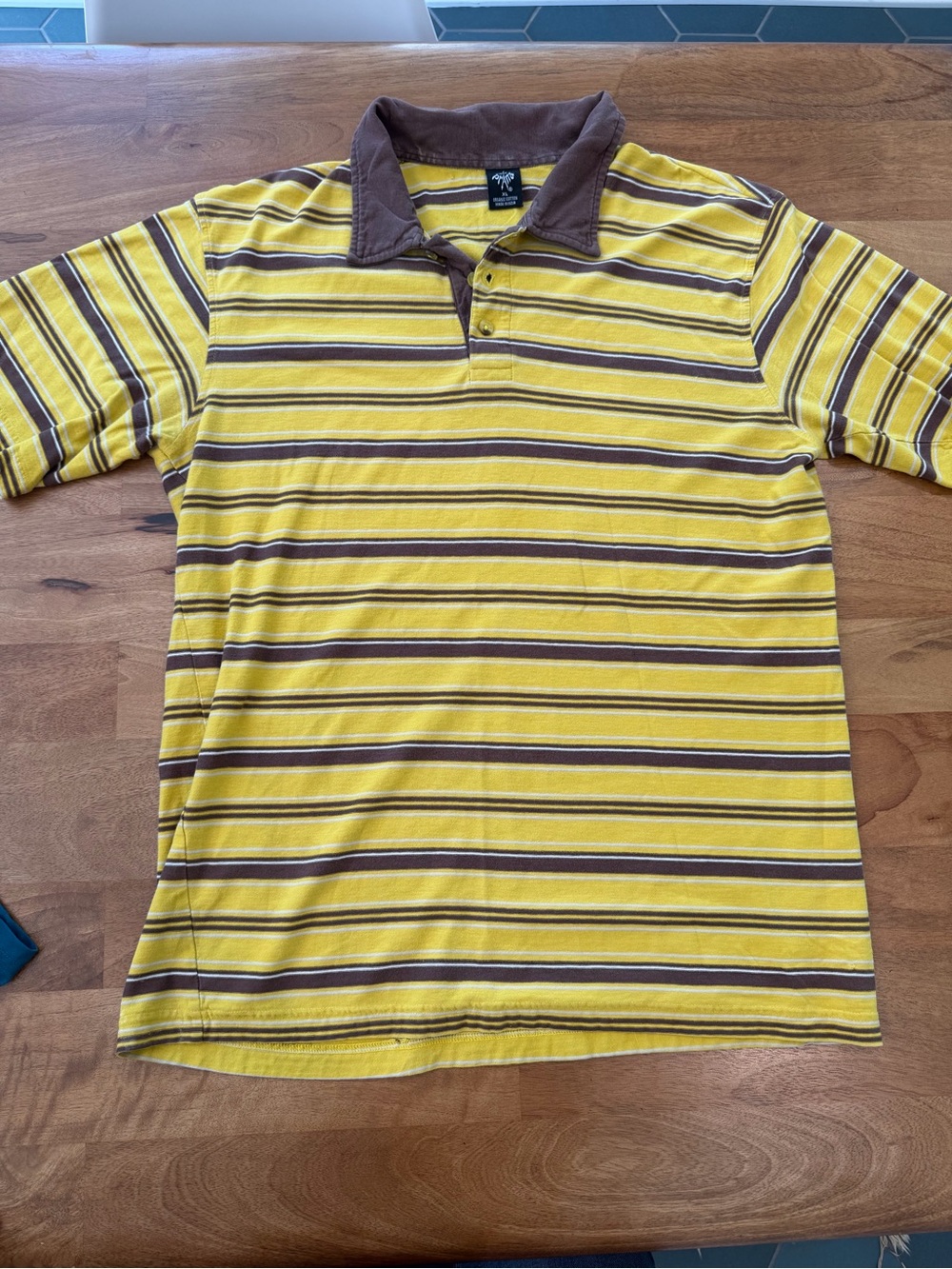 Prana Yellow and Brown Striped Polo Shirt - Men’s Size XL